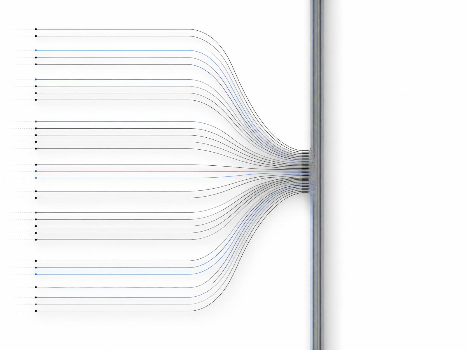 Streams of email from many accounts converging into one operational queue